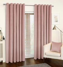 Load image into Gallery viewer, Rib velour blush eyelet curtains