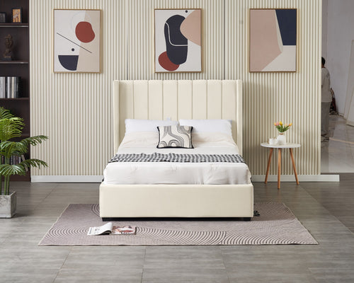 4’6 Kildare fabric bed in cream