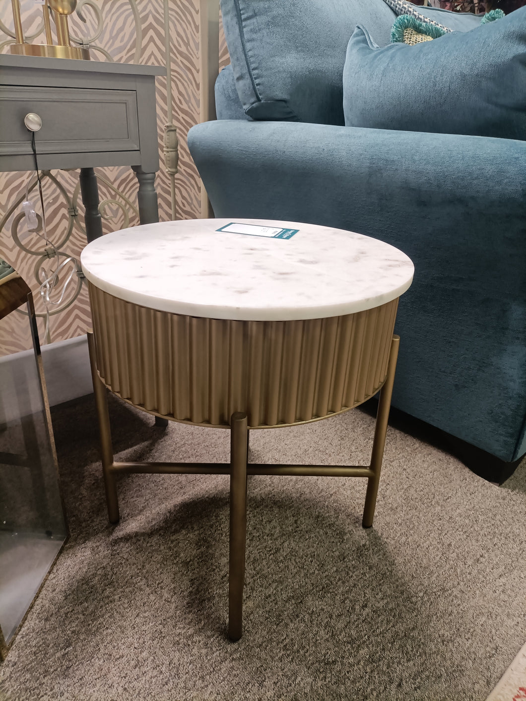 Gold rimmed Round Lamp Table