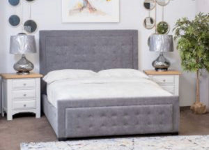 Anna fabric bed in grey