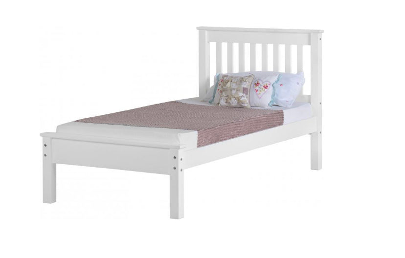 Monaco white low end bedframe
