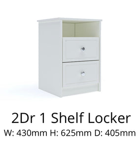 Charlotte 2 drawer one shelf bedside locker