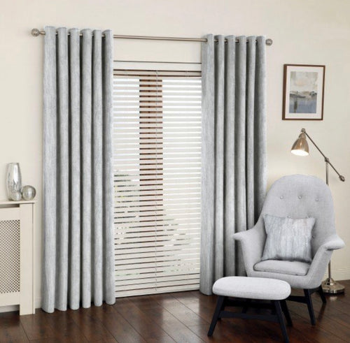 Saturn chrome eyelet curtains