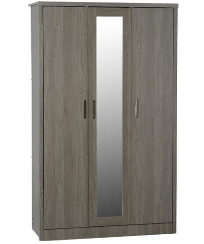 Lisbon 3 Door mirrored robe in black grain oak