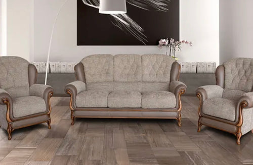 3,1,1 Queen Anne fabric/leather suite