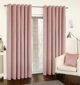 Rib velour blush eyelet curtains