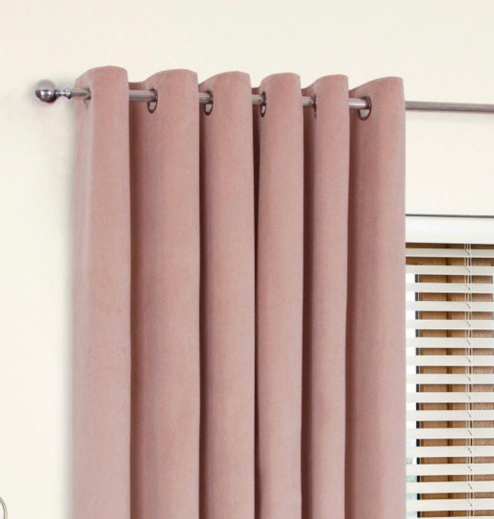 Rib velour blush eyelet curtains