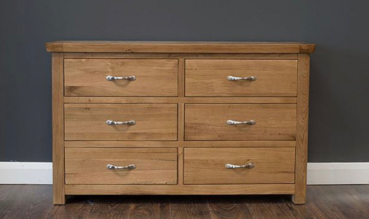 Manhattan oak 6 drawer wide chest